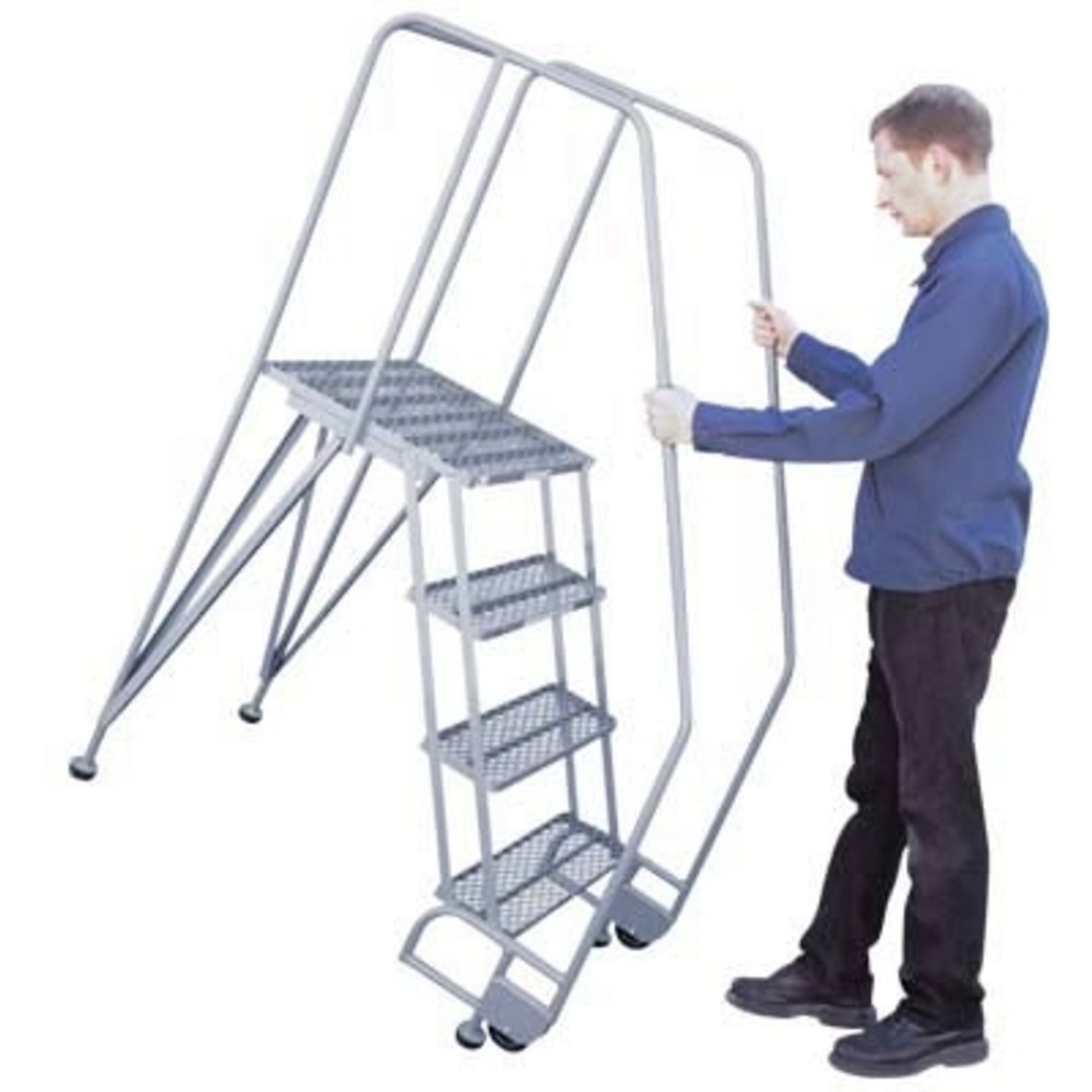 Cotterman TiltNRoll Straddle Ladder, 60in. Max Height, Model#  6STR26A1E20B8C1P6